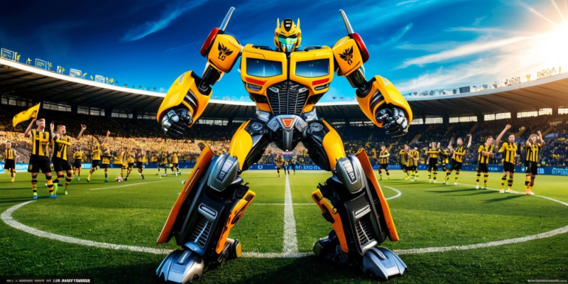 Transformers and Borussia Dortmund Unite: Bumblebee Takes the Field Ahead of Transformers One Release